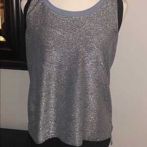 Kenneth Cole Metallic Knit Sleeveless Blouse Top M